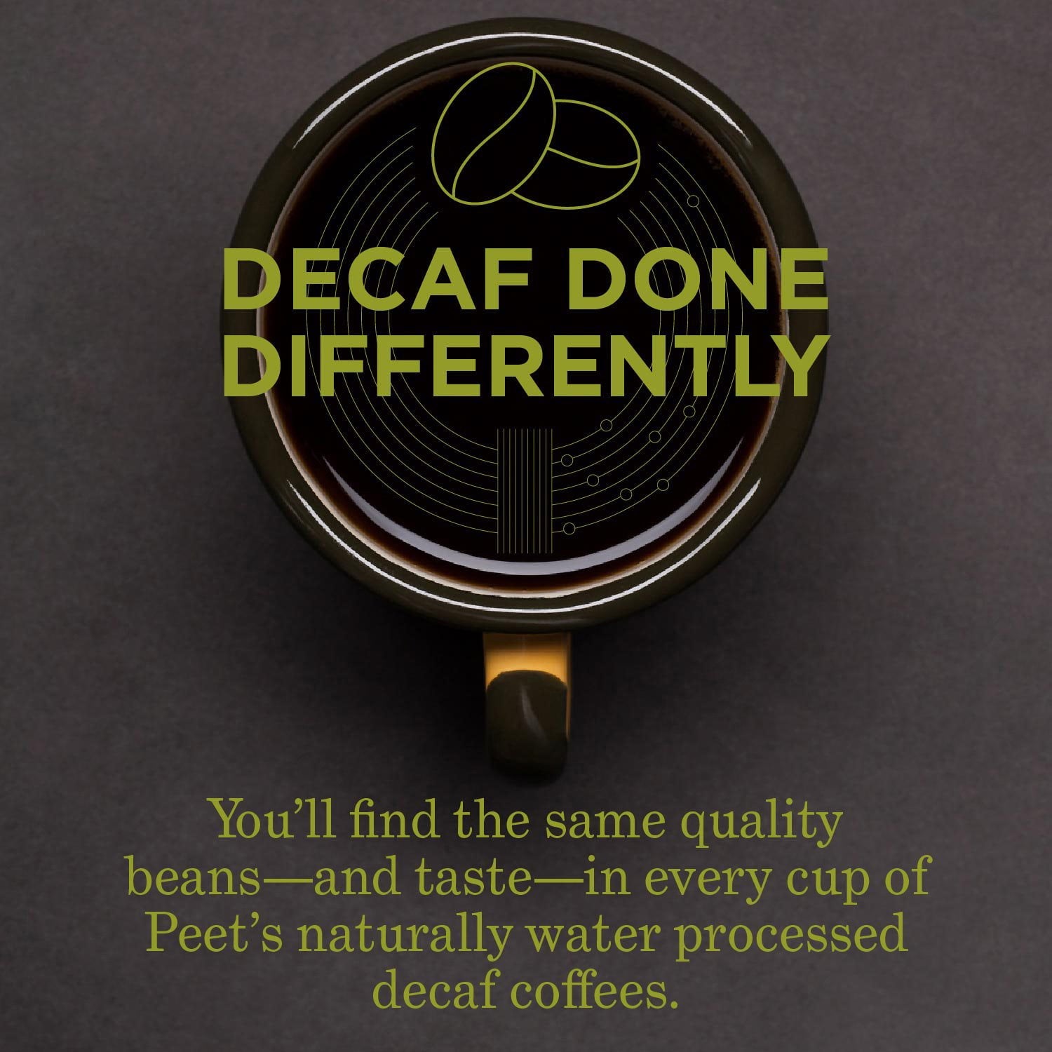 Peet's Coffee デカフェ ダークロースト K-Cup ポッド、ハウスブレンド 75 個入り。