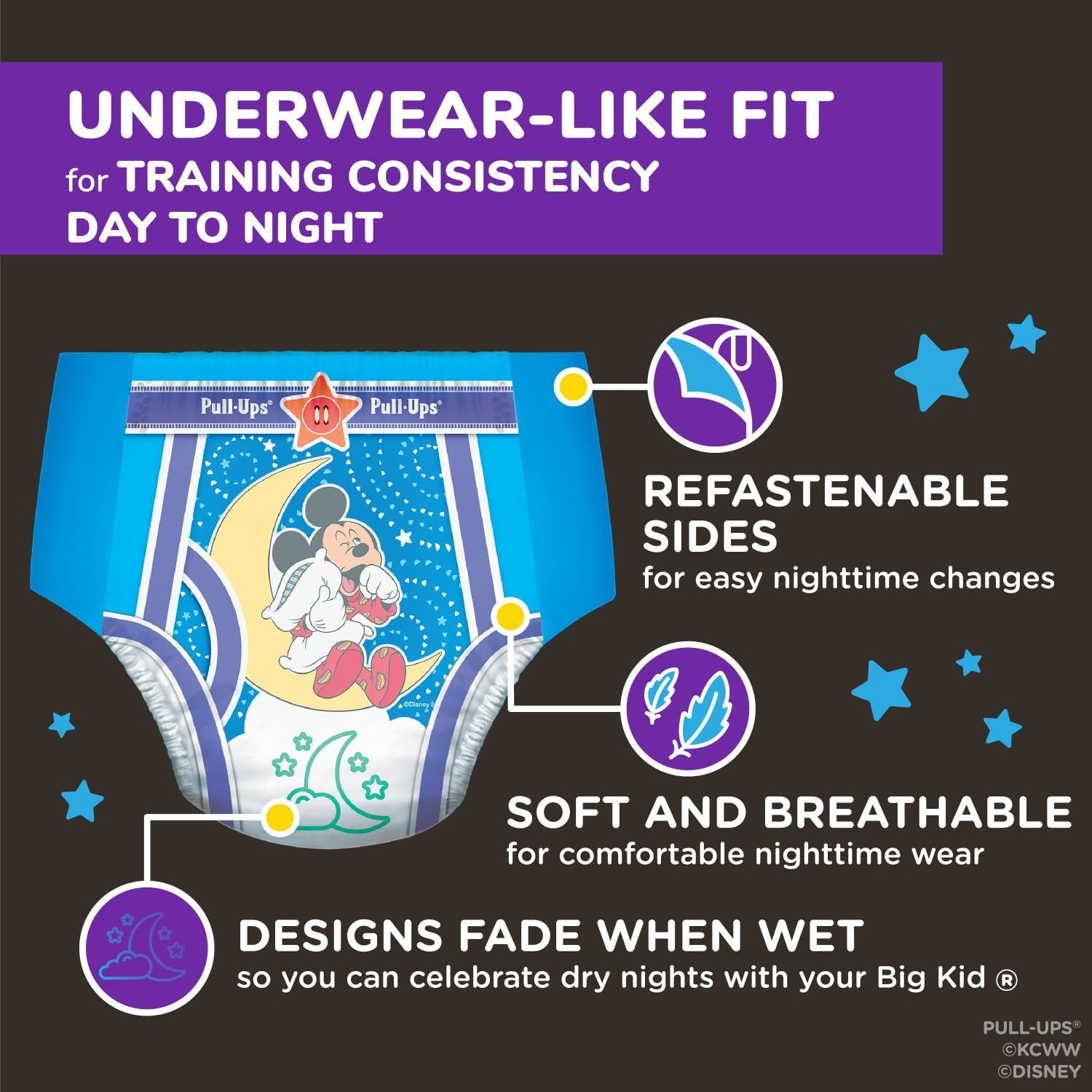 男の子用プルアップ夜間トイレトレーニングパンツ、サイズ2T～4T