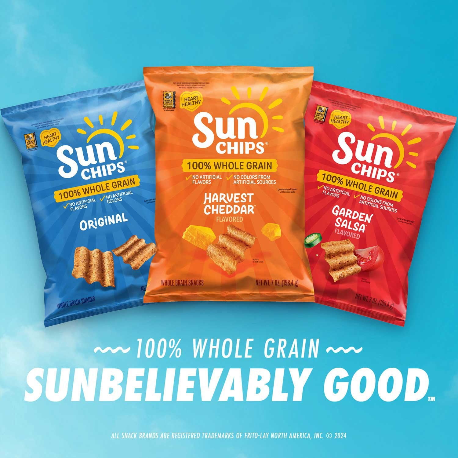 SunChips 全粒粉バラエティパック チップス、30 個入り。