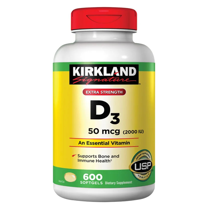 カークランドシグネチャー エクストラストレングス D3 50 mcg、600 ソフトジェル