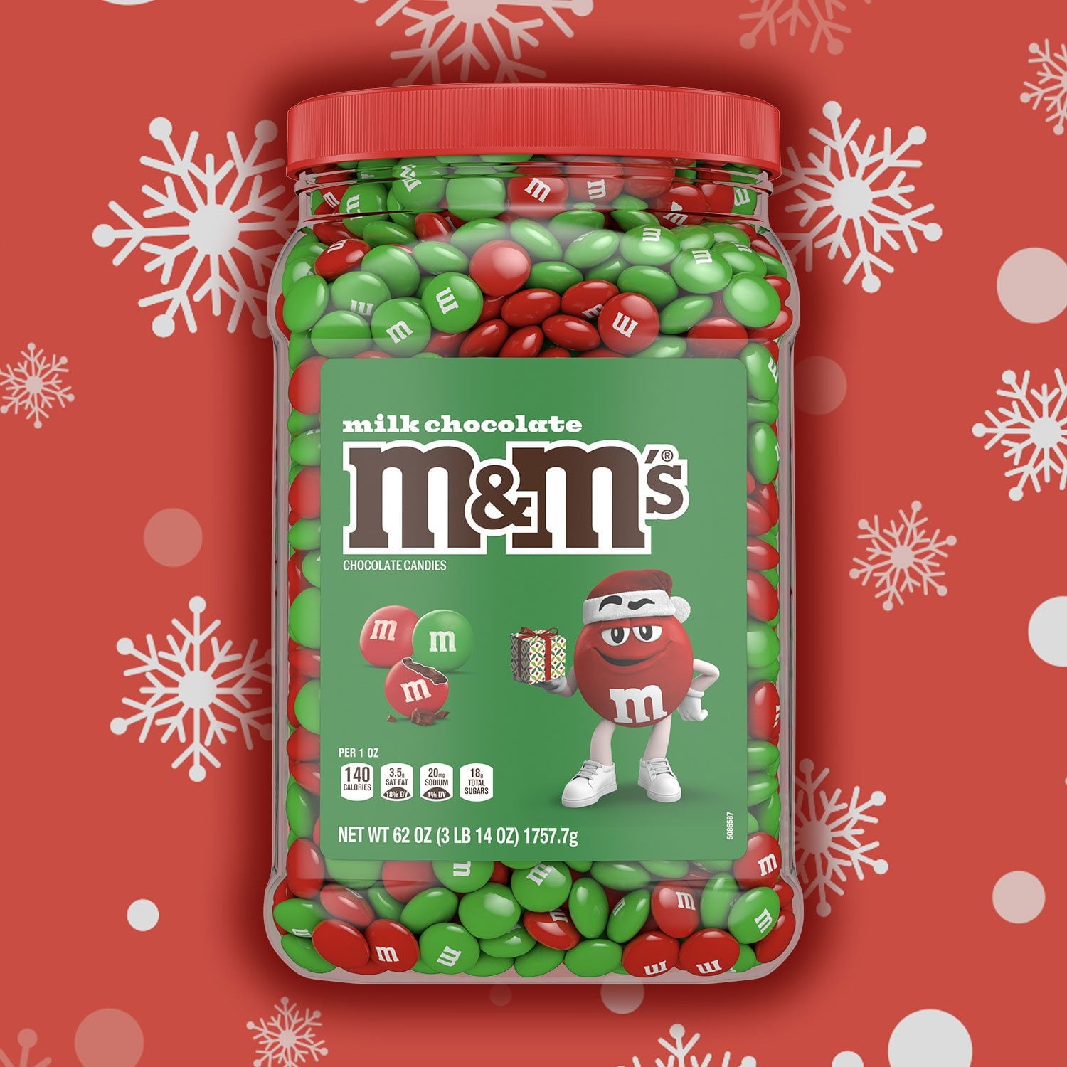 M&amp;M'S クリスマス ミルクチョコレートキャンディ、62 オンス。