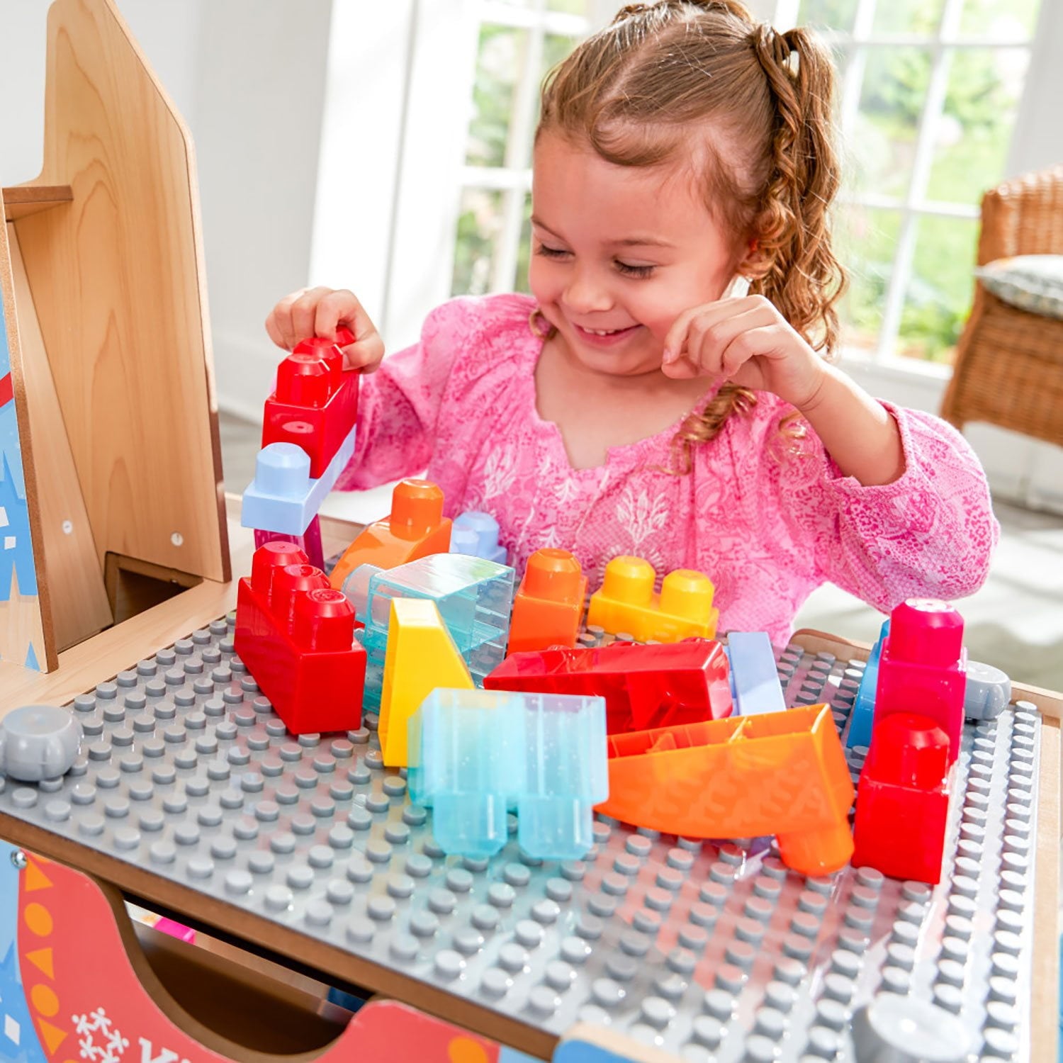 KidKraft ラマ ピニャータ ビルディングブロックテーブル 50ブロック付き