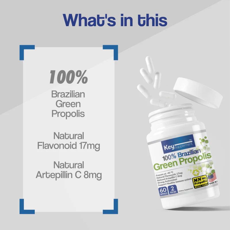 키서플리먼트 100% 브라질 그린 프로폴리스 60캡슐 플라보노이드 17mg 아르테필린C 8mg 함유 제품 이미지