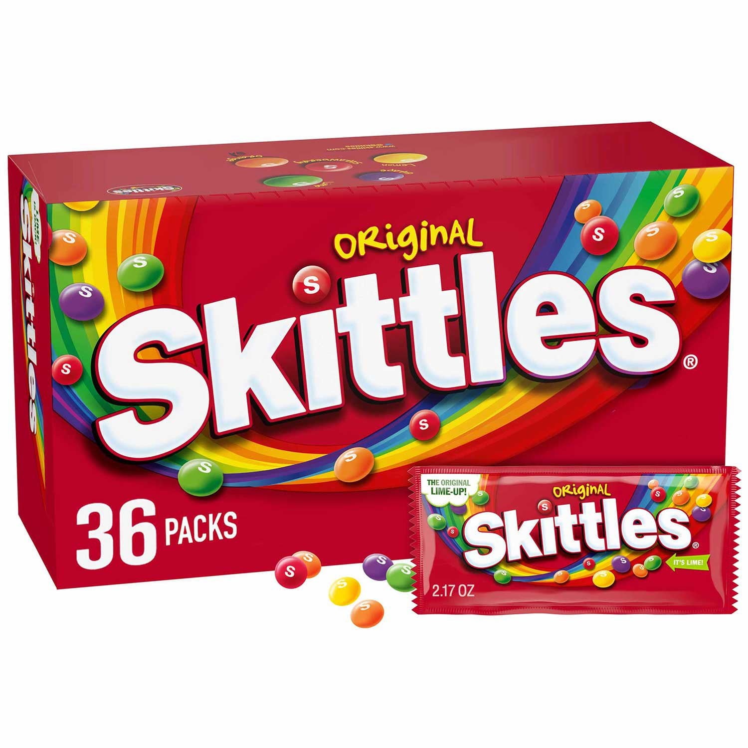 Skittles オリジナル フルーティー チューイー キャンディー、フルサイズ、2.17 オンス、36 個入り。 