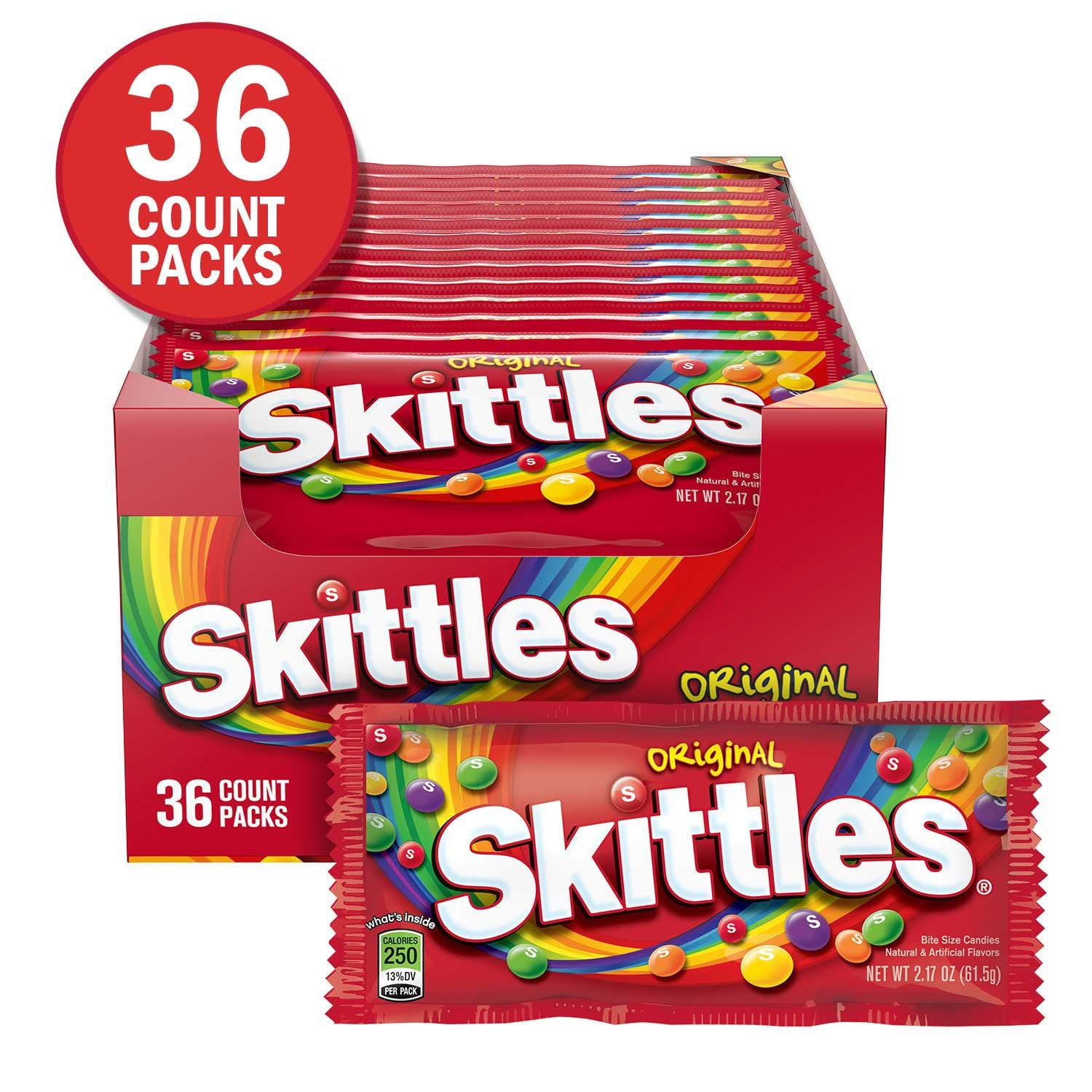 Skittles オリジナル フルーティー チューイー キャンディー、フルサイズ、2.17 オンス、36 個入り。 