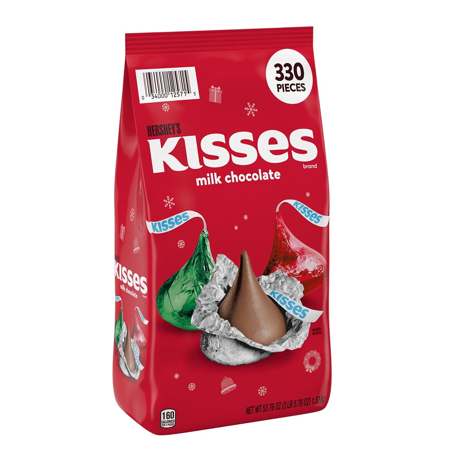 HERSHEY'S KISSES クリスマス ミルク チョコレート キャンディ、335 個。
