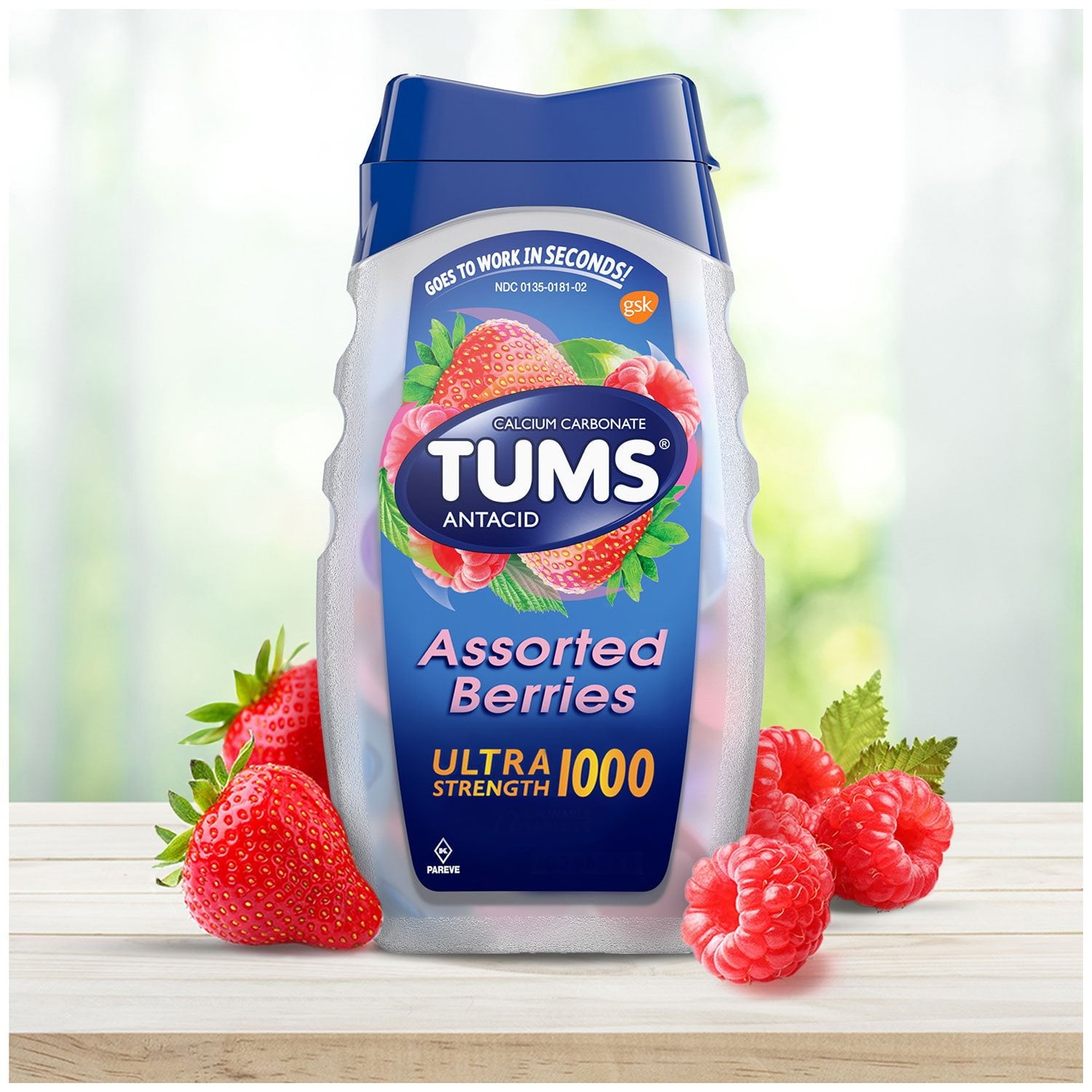 TUMS ウルトラストレングスチュアブル制酸錠、アソートベリー、265 錠。