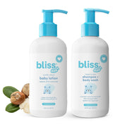 Bliss ベビーバス バンドル、2 in 1 シャンプー + ボディウォッシュ &amp; ローション、8 液量オンス、2 個パック。