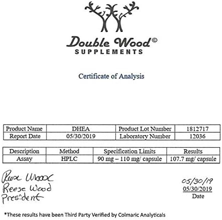 ダブルウッド DHEA 100mg – 180カプセル ホルモンバランスと健康的な老化