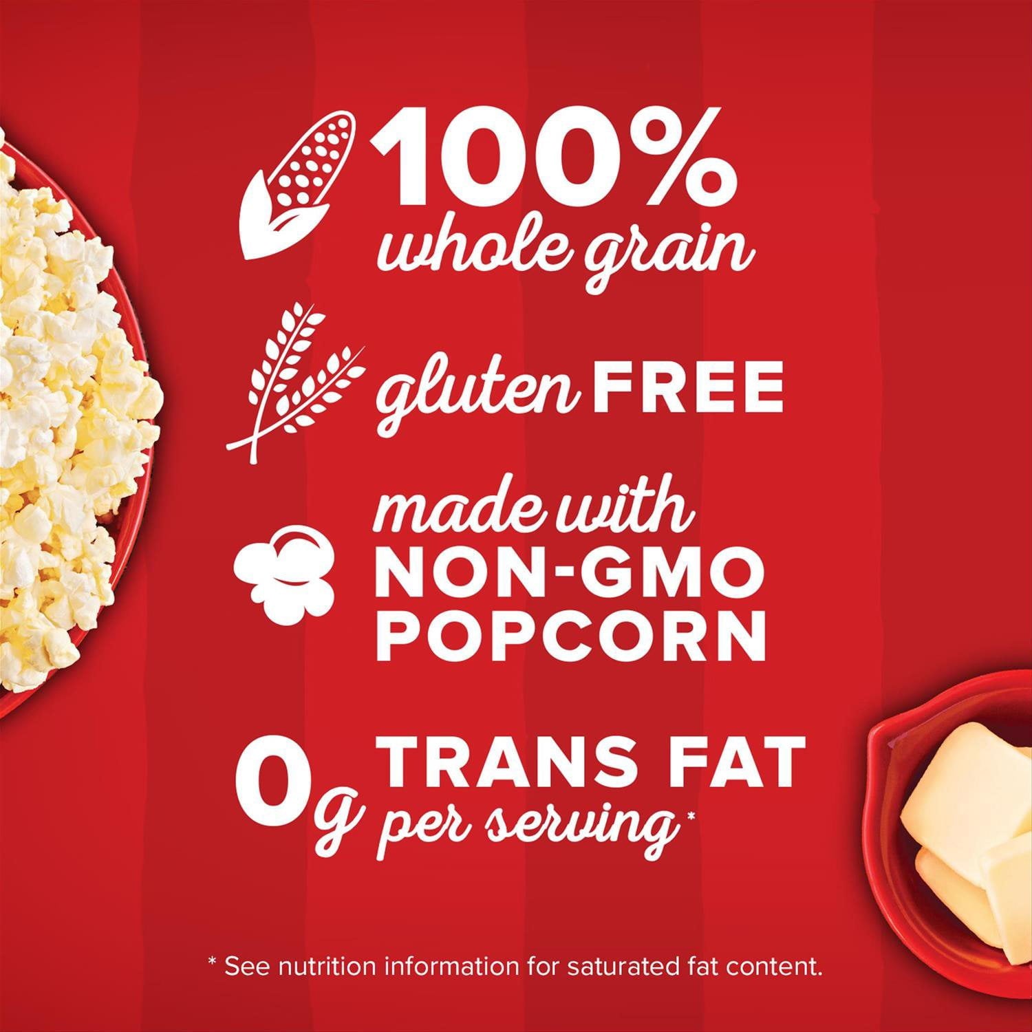 Orville Redenbacher のムービーバター電子レンジポップコーン、ミニバッグ、1.5 オンス、36 個入り。