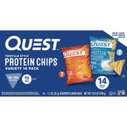 クエスト トルティーヤ スタイル 18-19g プロテイン チップ バラエティ パック、ナチョ チーズ &amp; ランチ、14 個入り。
