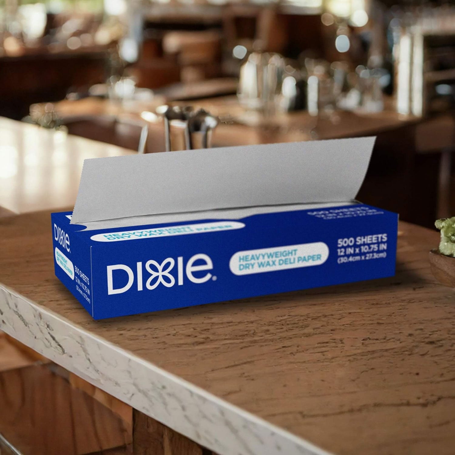 Dixie 厚手ドライワックスデリペーパー 12 インチ x 10.75 インチ、500 枚入り。
