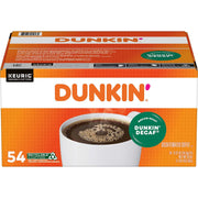 ダンキンドーナツ カフェインレスコーヒー K-カップ、ミディアムロースト、54 個入り。