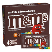 M&amp;M'S ミルクチョコレートキャンディ、フルサイズ、1.69 オンス、48 個入り。