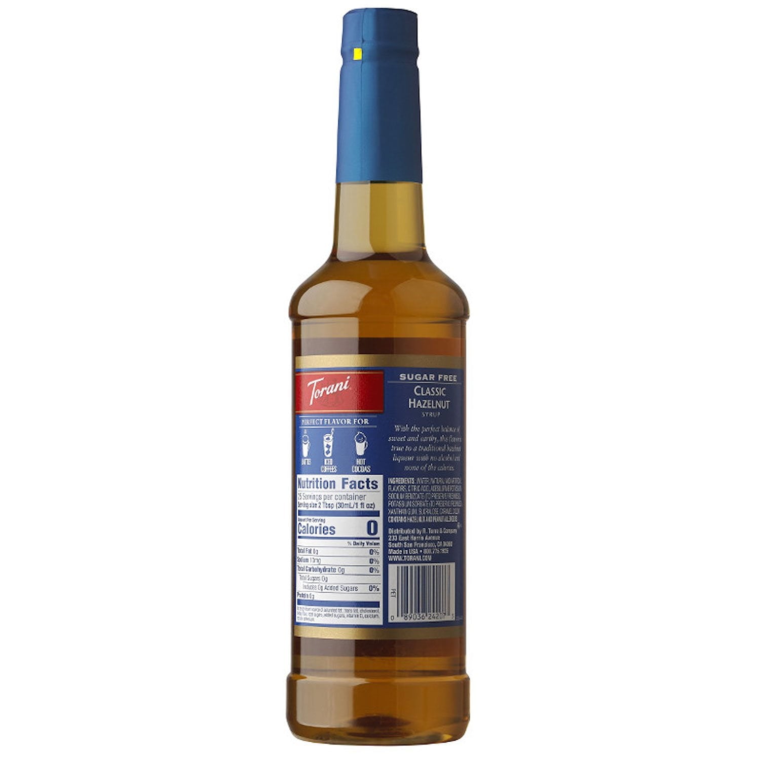 토라니 무설탕 헤이즐넛 시럽 25.4 fl. oz – 고소한 헤이즐넛 풍미