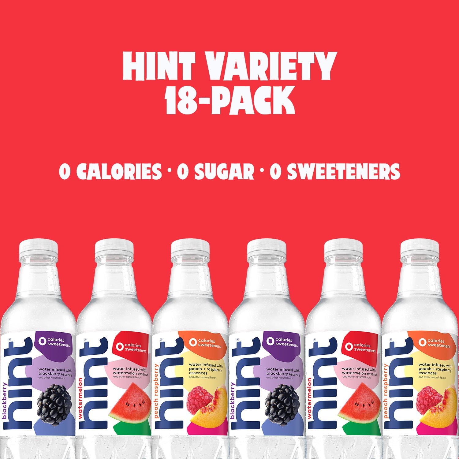 힌트 플레이버 워터 버라이어티 팩 16 fl. oz × 18 – 무설탕 천연 과일향 워터