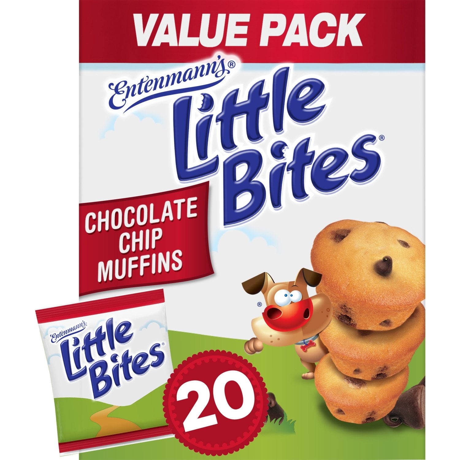 Entenmann's Little Bites チョコレート チップ マフィン、1.65 オンス、20 個入り。