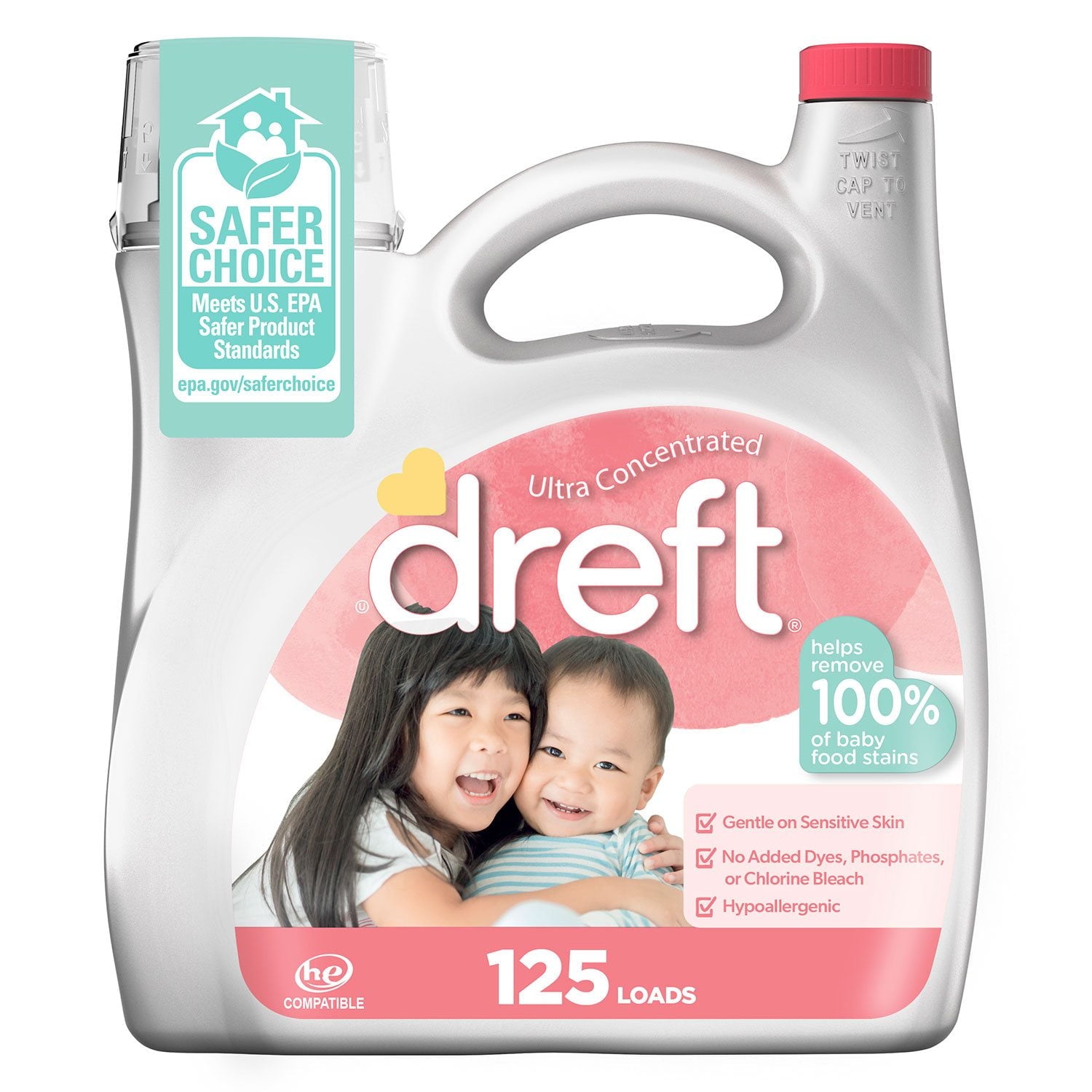 Dreft ベビー液体洗濯洗剤、125 回分、170 液量オンス。