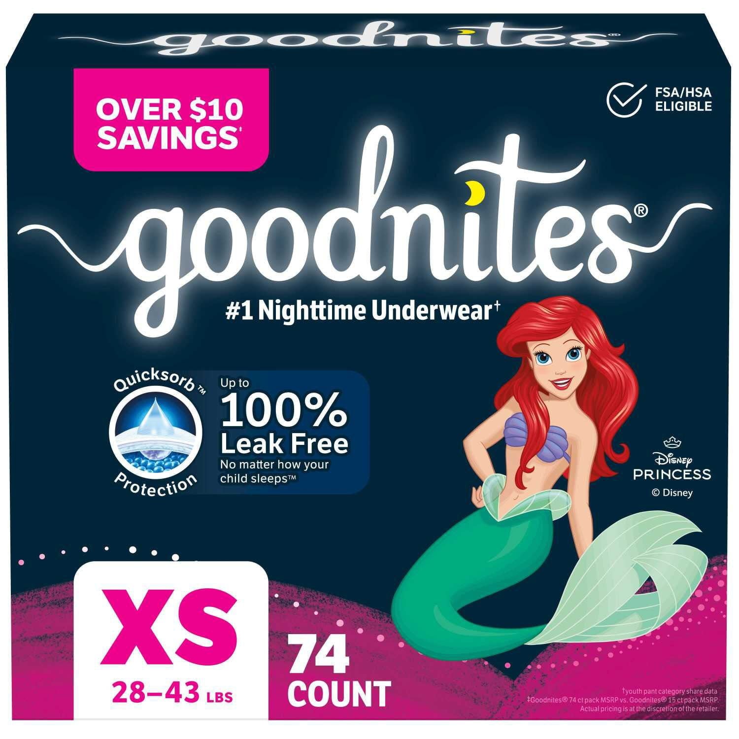 Goodnites 夜尿症対策下着 女の子用 エクストラスモール～エクストララージサイズ
