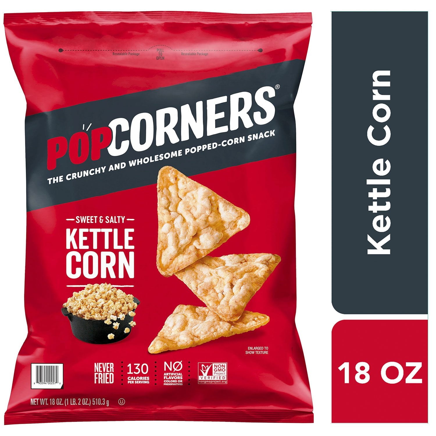 PopCorners スイート＆ソルティ ケトルコーン ポップコーン スナック、18 オンス。