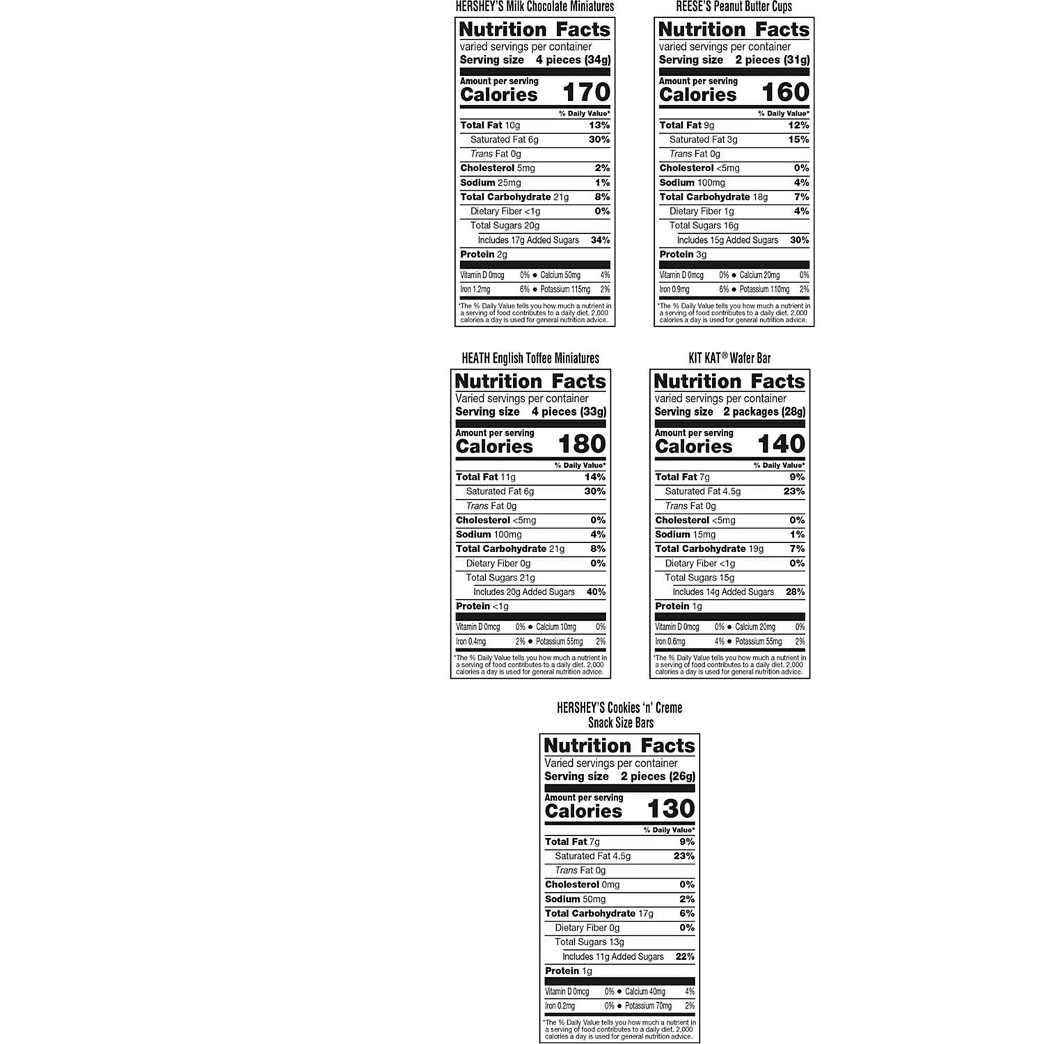 HERSHEY'S アソート チョコレート ファクトリー フェイバリット スナック サイズ キャンディ、155 個。