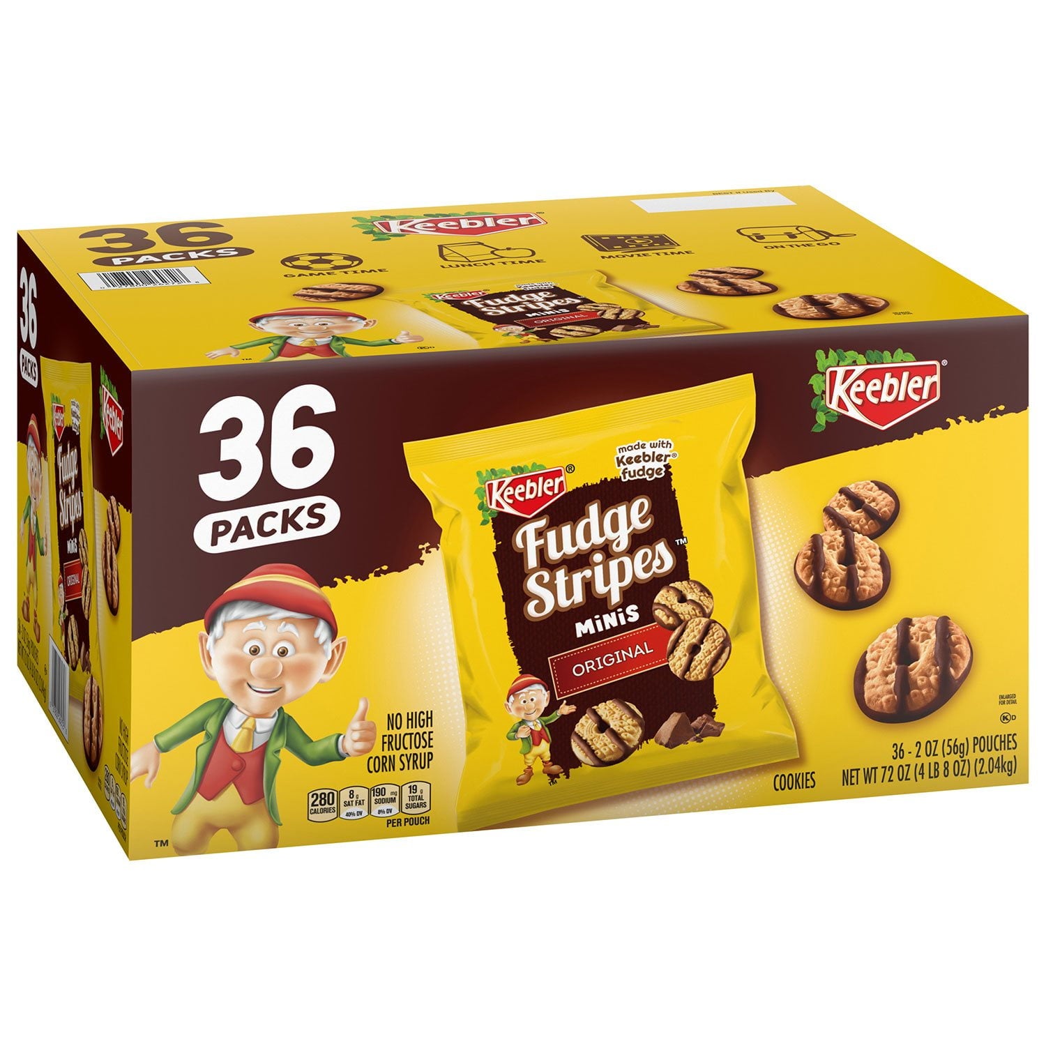 Keebler ミニ ファッジ ストライプ クッキー、2 オンス、36 個入り。
