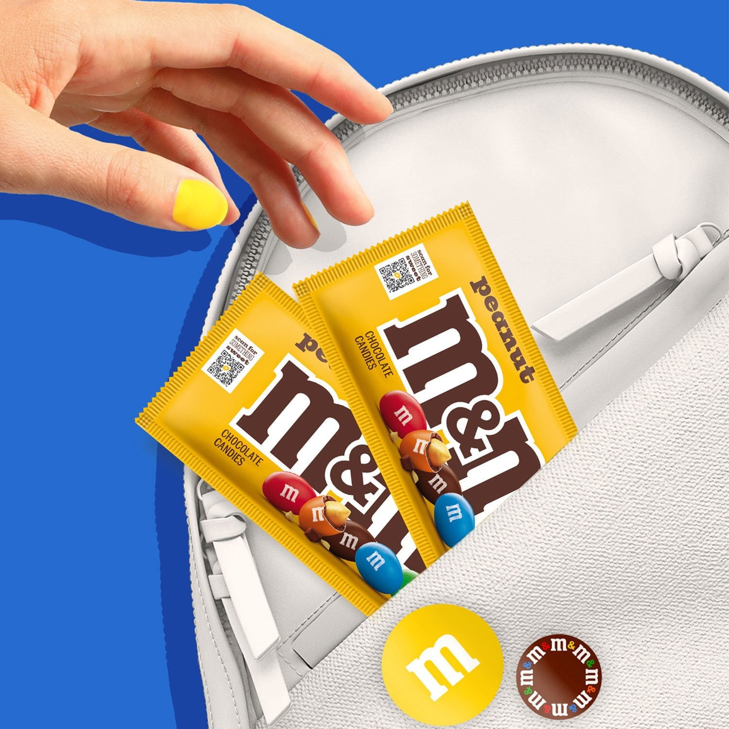 M&amp;M'S ピーナッツ ミルク チョコレート キャンディ、シングルサイズ、1.74 オンス、48 個入り。