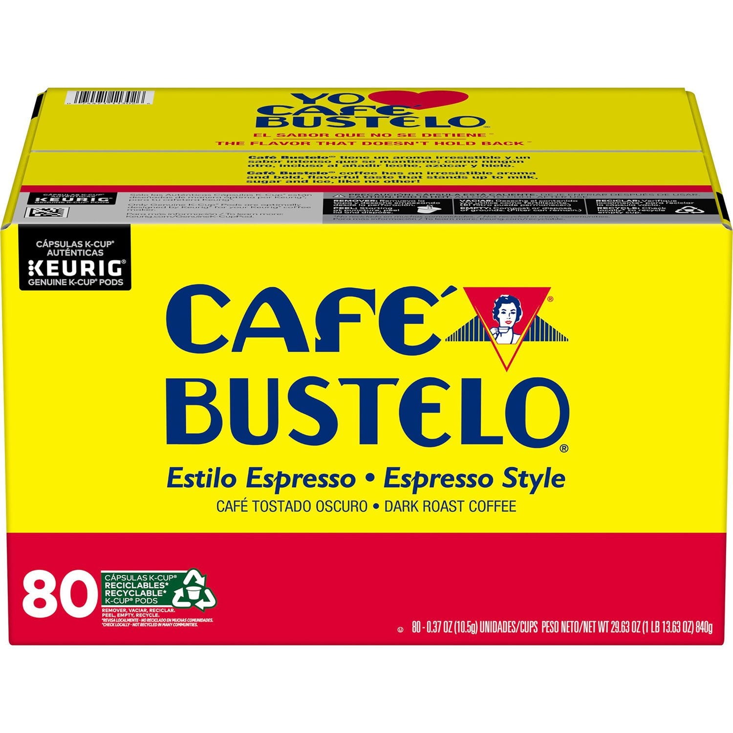 カフェ ブステロ コーヒー エスプレッソ スタイル K-カップ、ダークロースト、80 個入り。