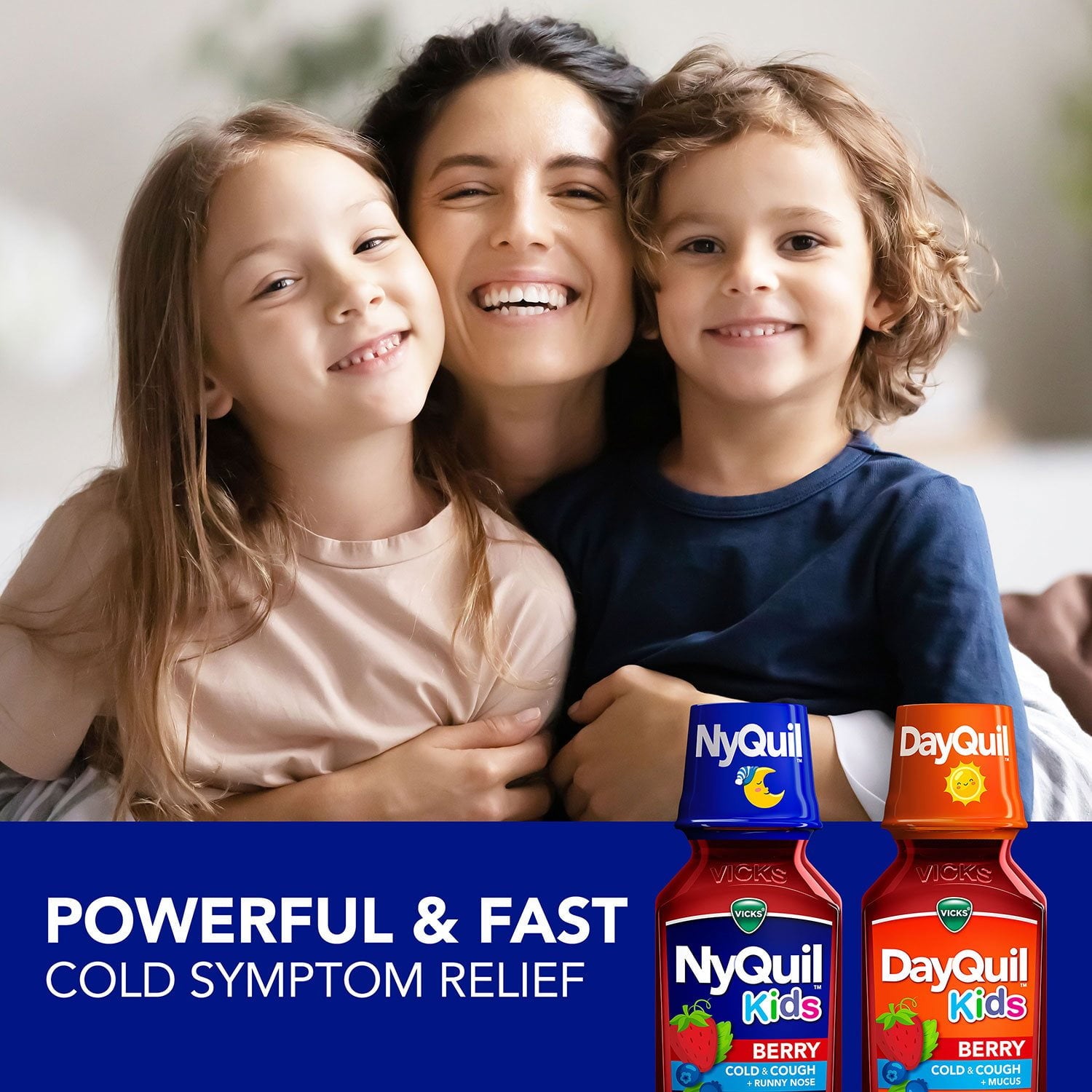 Vicks DayQuil &amp; NyQuil キッズ風邪薬＆咳止め液、ベリー味、8 液量オンス、3 パック