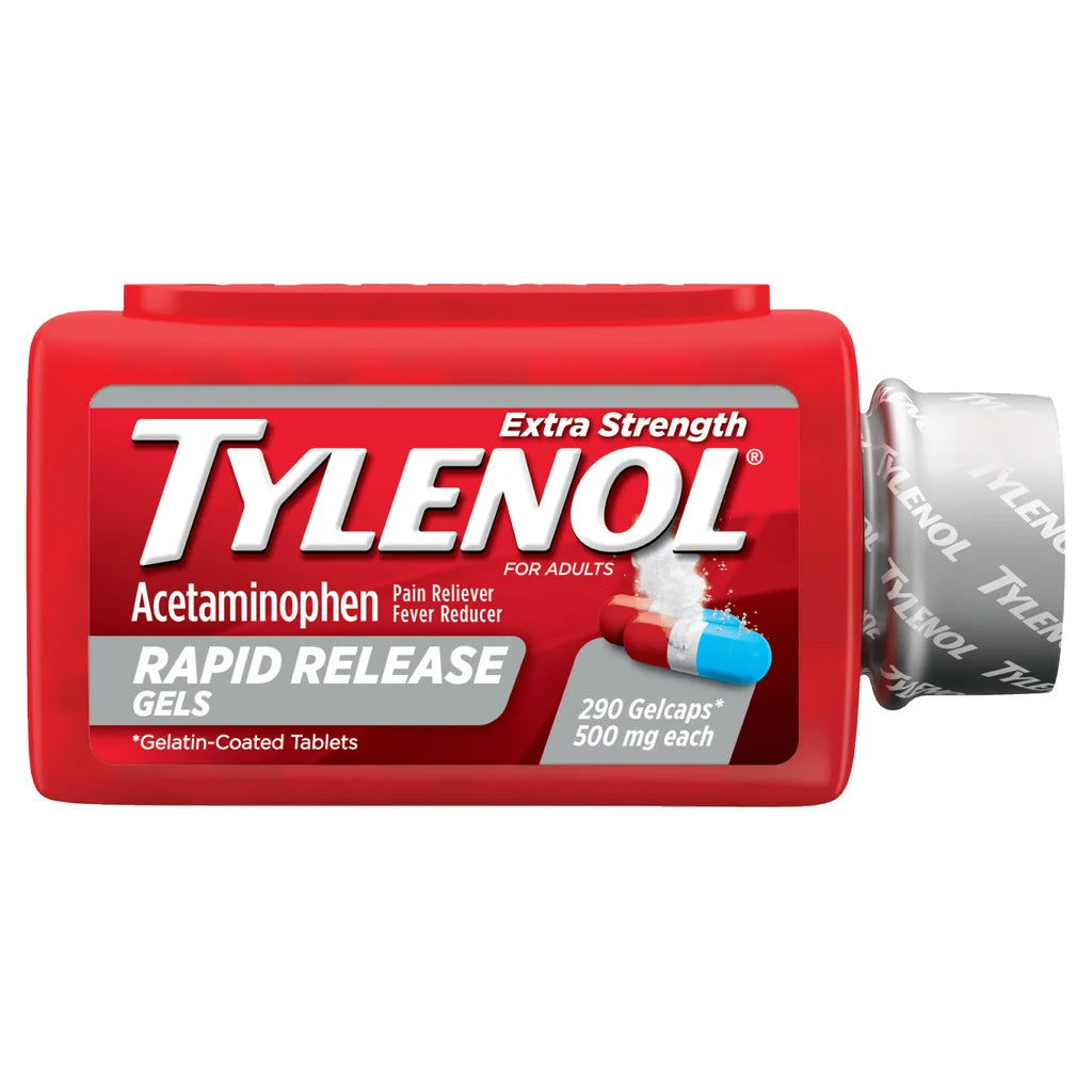 타이레놀 엑스트라 스트렝스 래피드 릴리즈 젤캡 500mg 290정 아세트아미노펜 두통 근육통 허리통증 치통 해열 진통제 제품 이미지