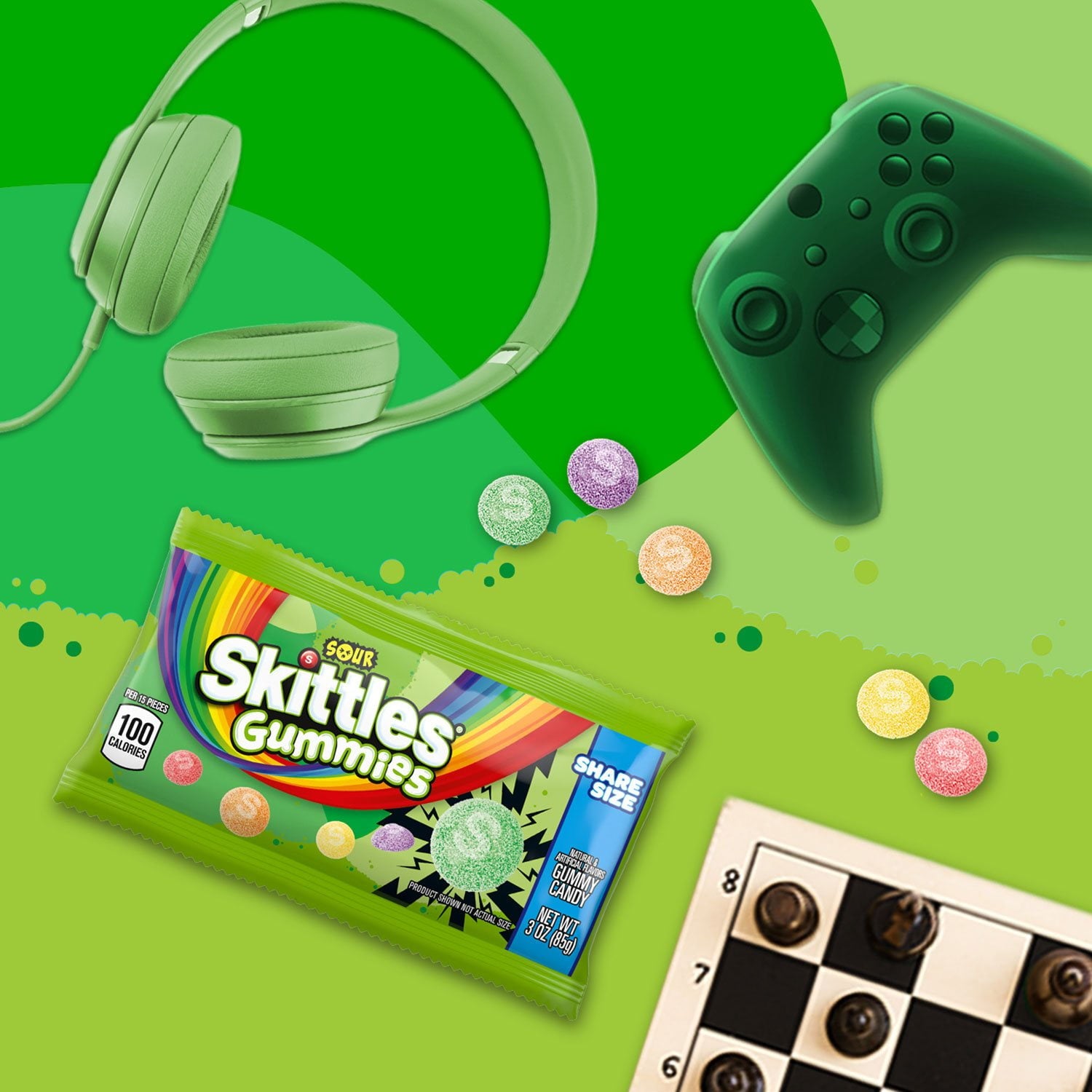 Skittles Gummies サワーグミキャンディー、シェアサイズ、15 個入り。