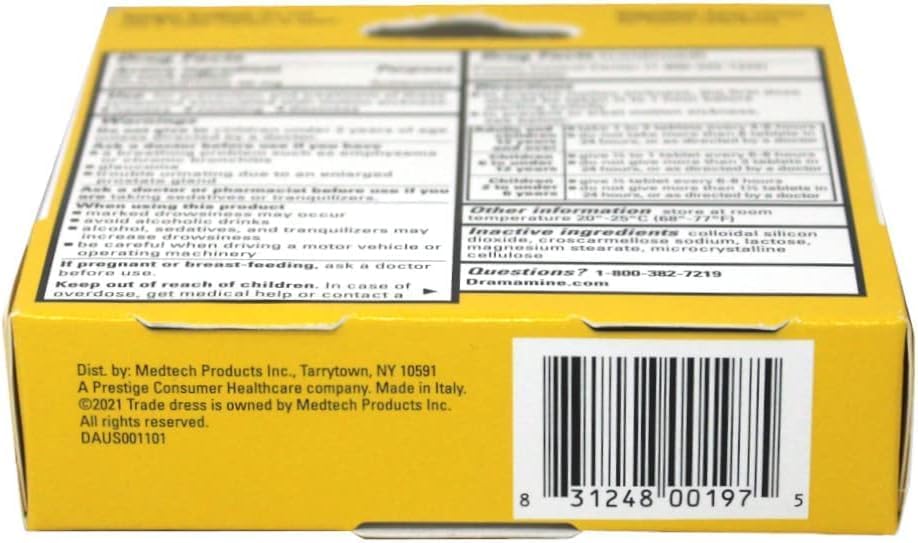미국 드라마민 오리지널 멀미약 50mg 36정 – 여행·차멀미·배멀미 메스꺼움·구토·어지럼 완화