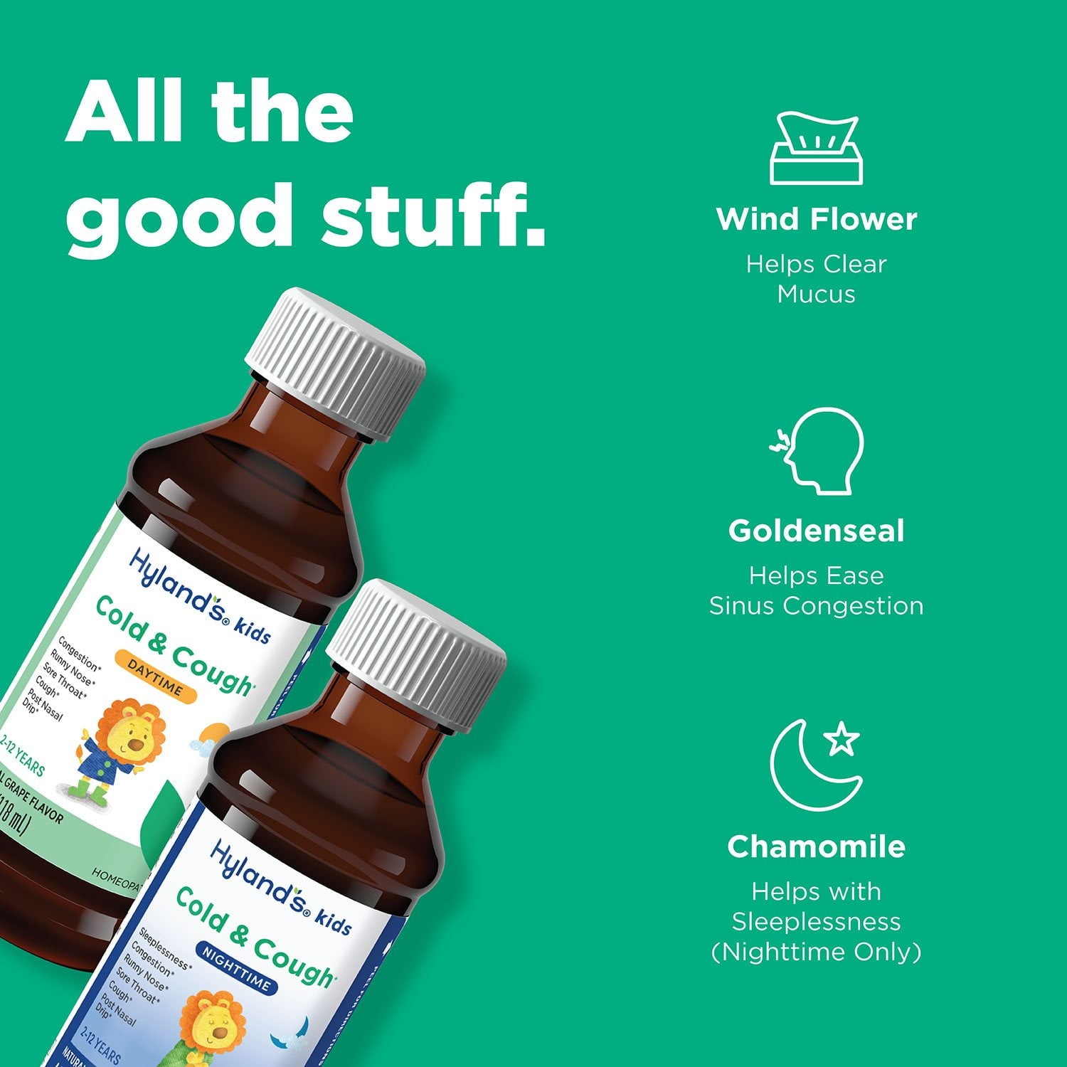 Hyland's Kids Cold &amp; Cough Day &amp; Night、グレープ風味、4 液量オンス、3 パック。
