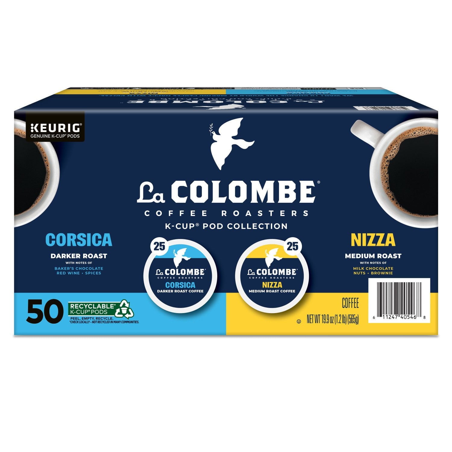 La Colombe Coffee Roasters ミディアムダークローストコーヒーポッド、バラエティパック、50 個入り。