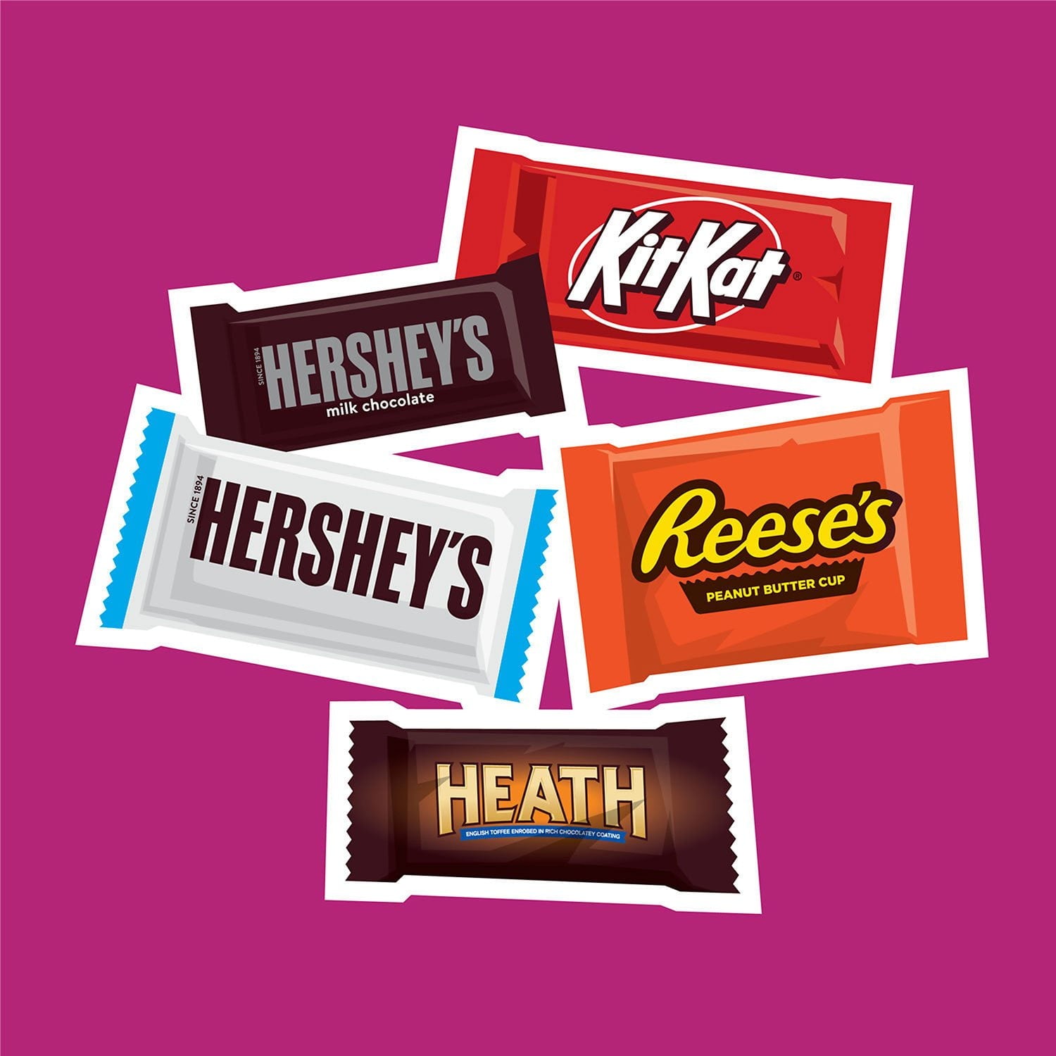 HERSHEY'S アソート チョコレート ファクトリー フェイバリット スナック サイズ キャンディ、155 個。