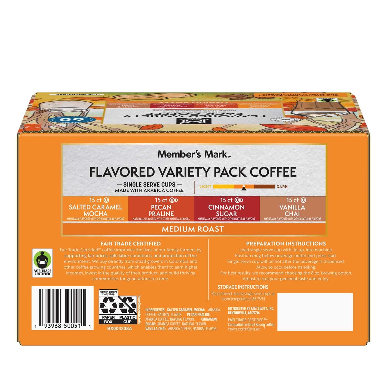 メンバーズマーク ミディアムロースト 秋風味コーヒーポッド、バラエティパック、60 個入り。