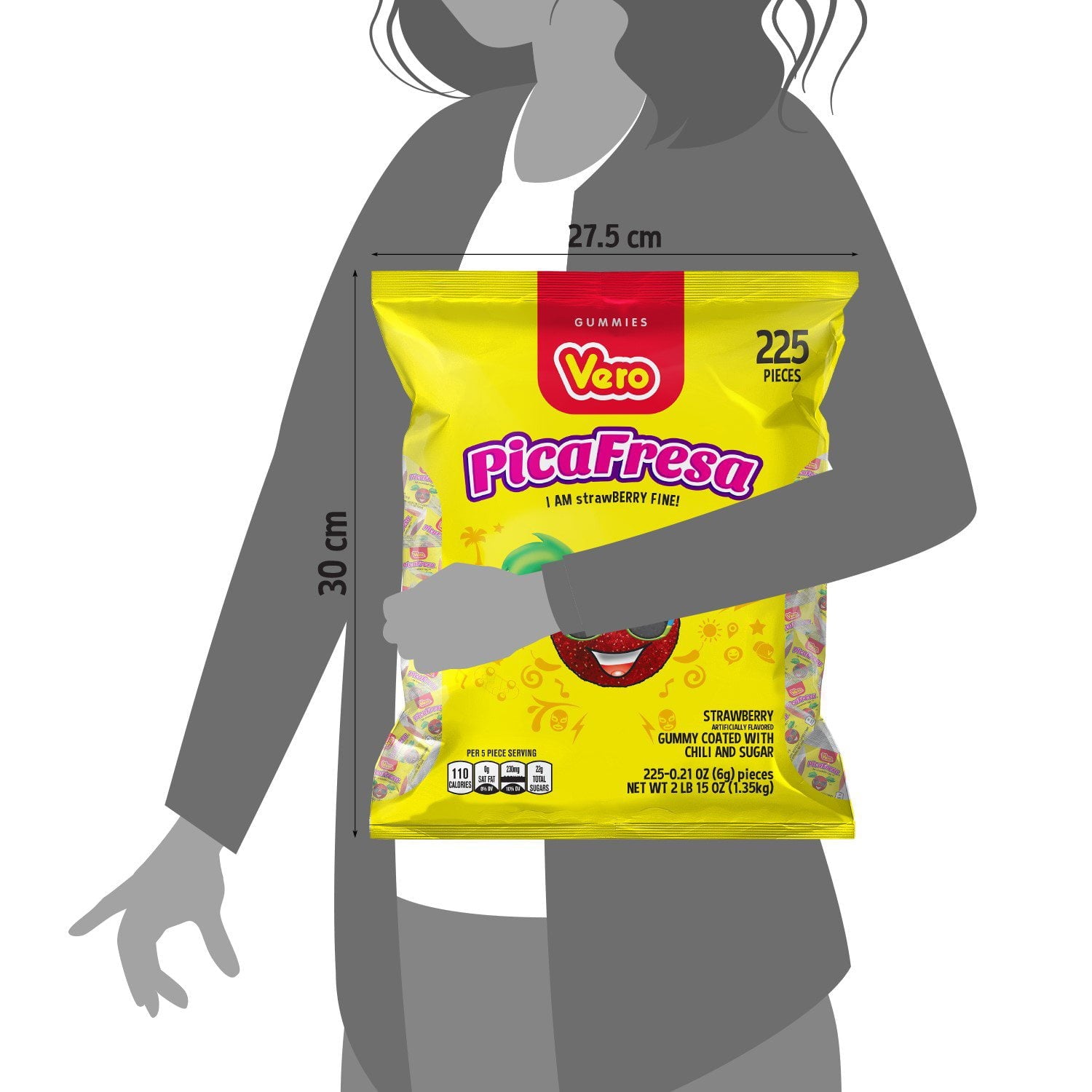 PicaFresa、チリと砂糖でコーティングしたストロベリーグミ、225個。