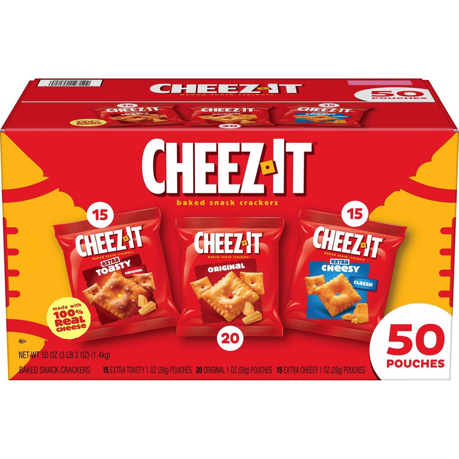 Cheez-It ゲームタイム ミックス バラエティパック、1 オンス、50 個入り。