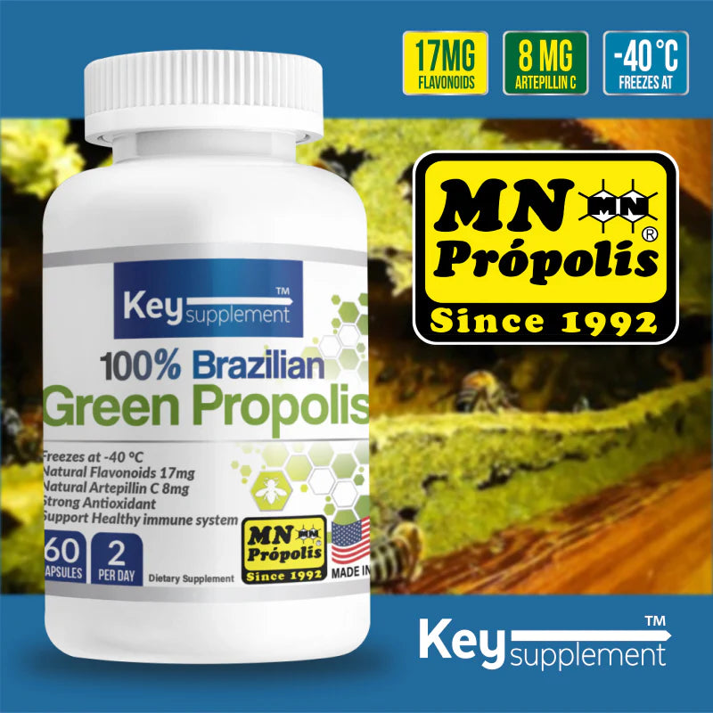 키서플리먼트 100% 브라질 그린 프로폴리스 60캡슐 – 플라보노이드 17mg · 아르테필린C 8mg 함유