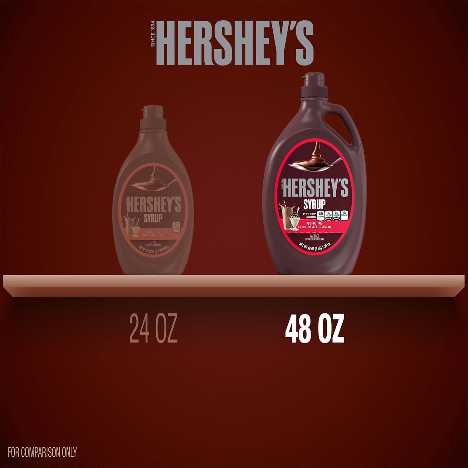 HERSHEY'S チョコレートシロップ、48 オンス、2 個入り。