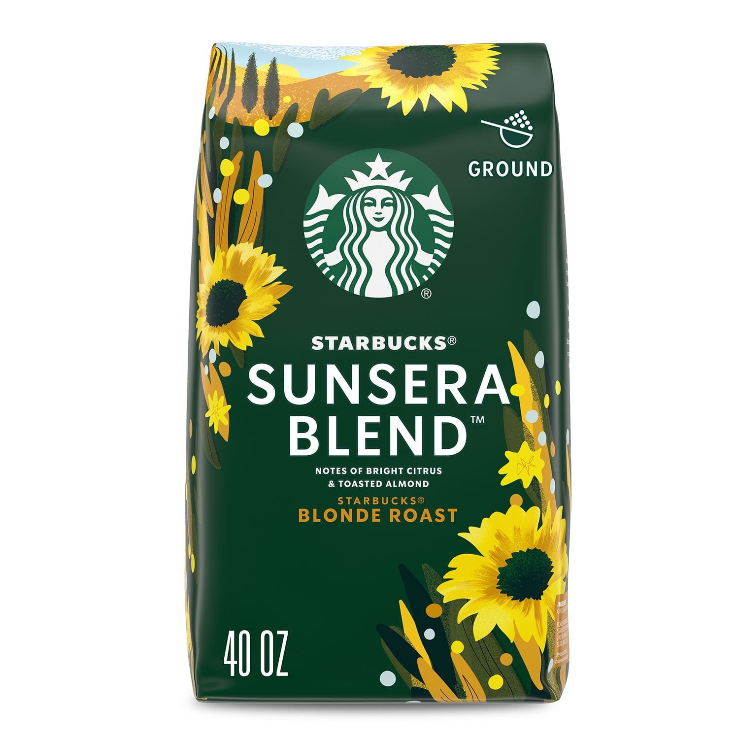 スターバックス ブロンド ロースト グラウンド コーヒー、サンセラ ブレンド、40 オンス。