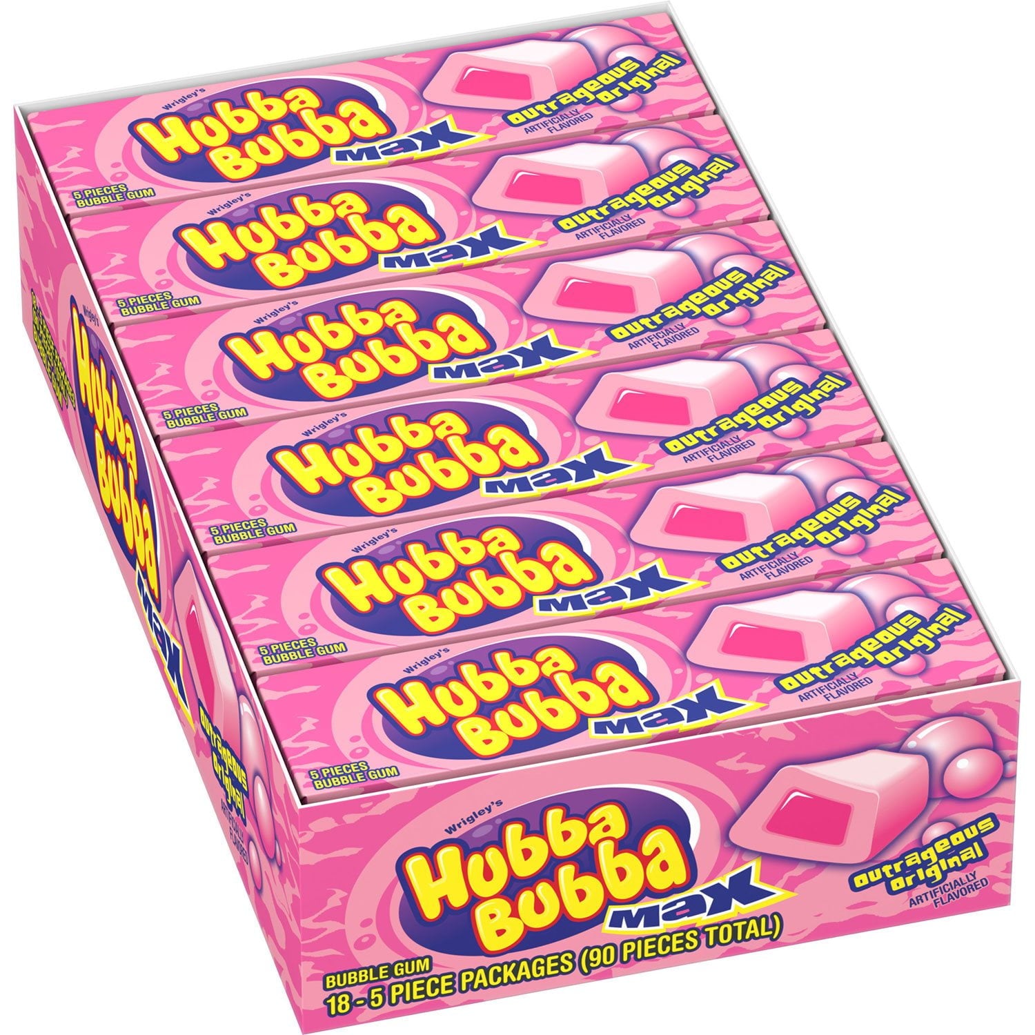 Hubba Bubba オリジナル バブルガム、18 個入り。
