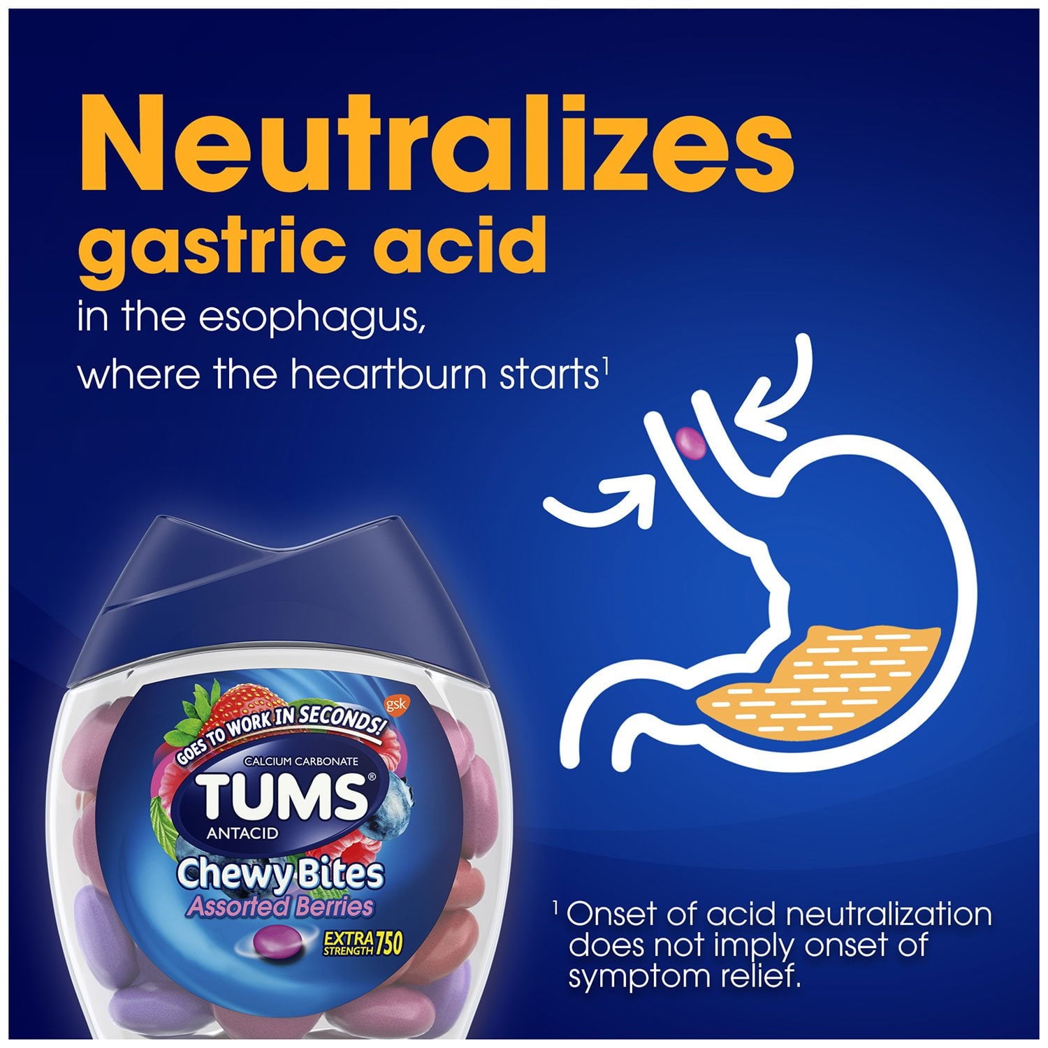 TUMS チューイーバイツ、アソートベリー、108 個入り。