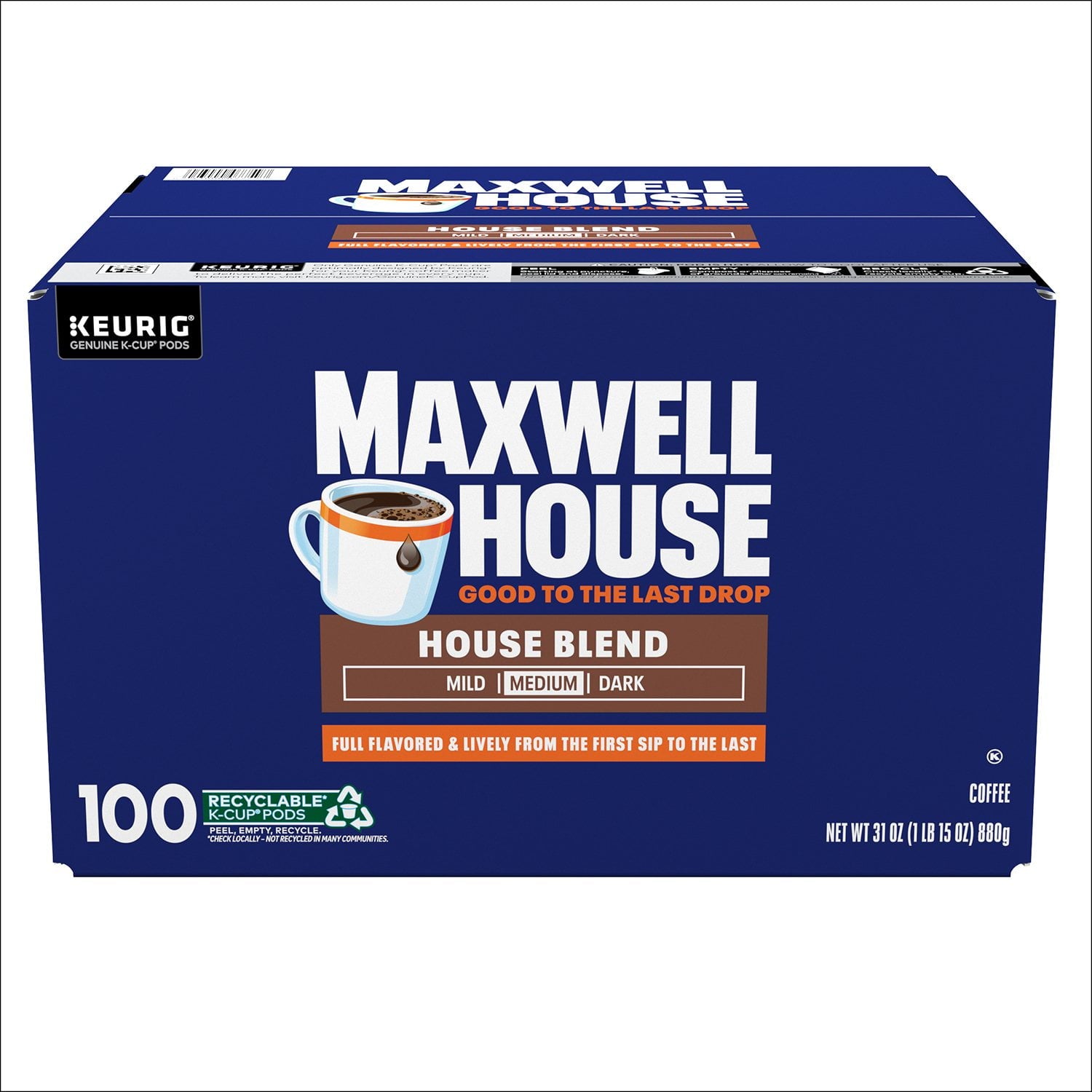 Maxwell House ハウスブレンド ミディアム K-Cup コーヒーポッド 100 個入り。