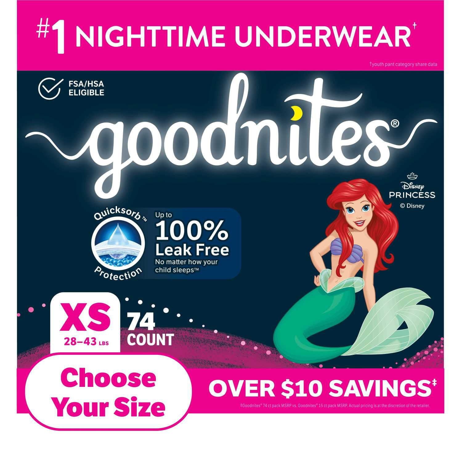 Goodnites 夜尿症対策下着 女の子用 エクストラスモール～エクストララージサイズ