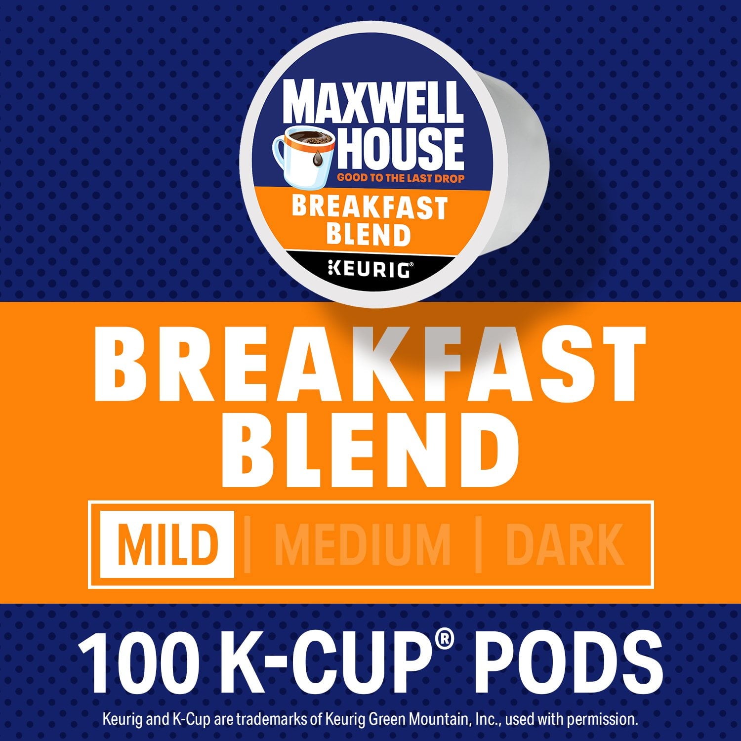 Maxwell House ブレックファストブレンド ライトロースト K カップ コーヒーポッド、100 個入り。
