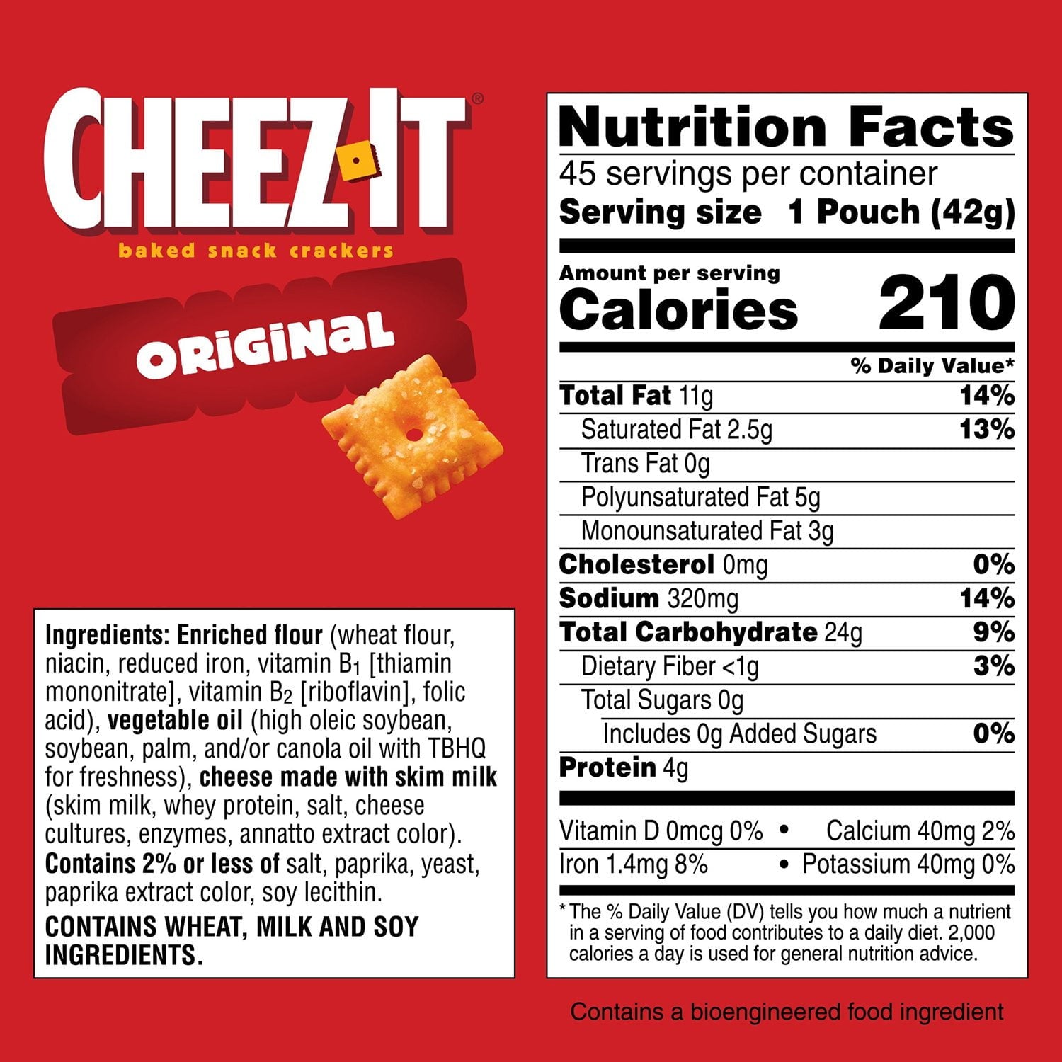 Cheez-It オリジナル ベイクド スナック クラッカー 1.5 オンス、45 個入り