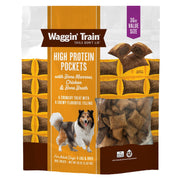 Waggin' Train、チキン＆ボーンブロス、骨髄入り高タンパクポケット、36オンス。