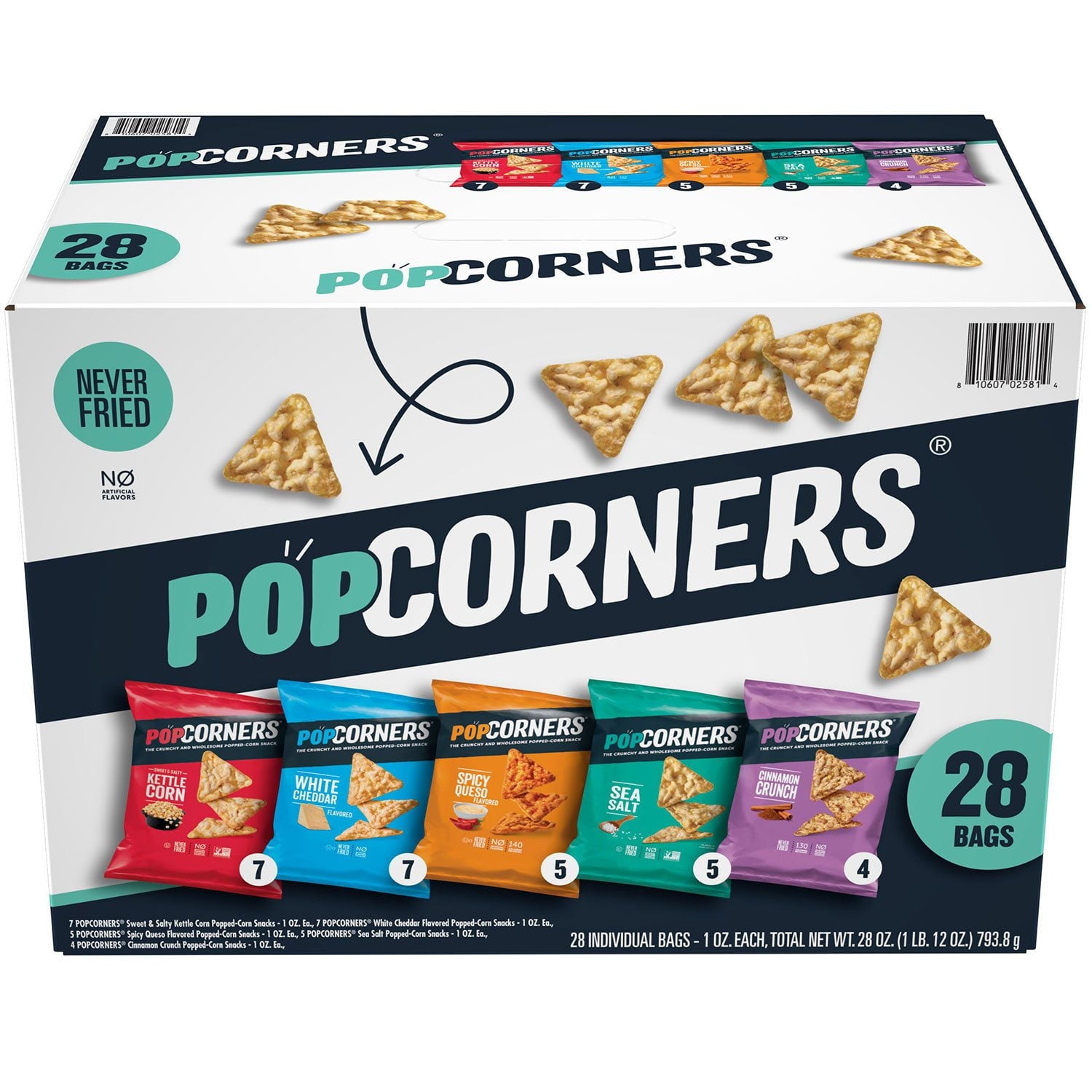 PopCorners バラエティパック チップス、1オンス、28 個入り。