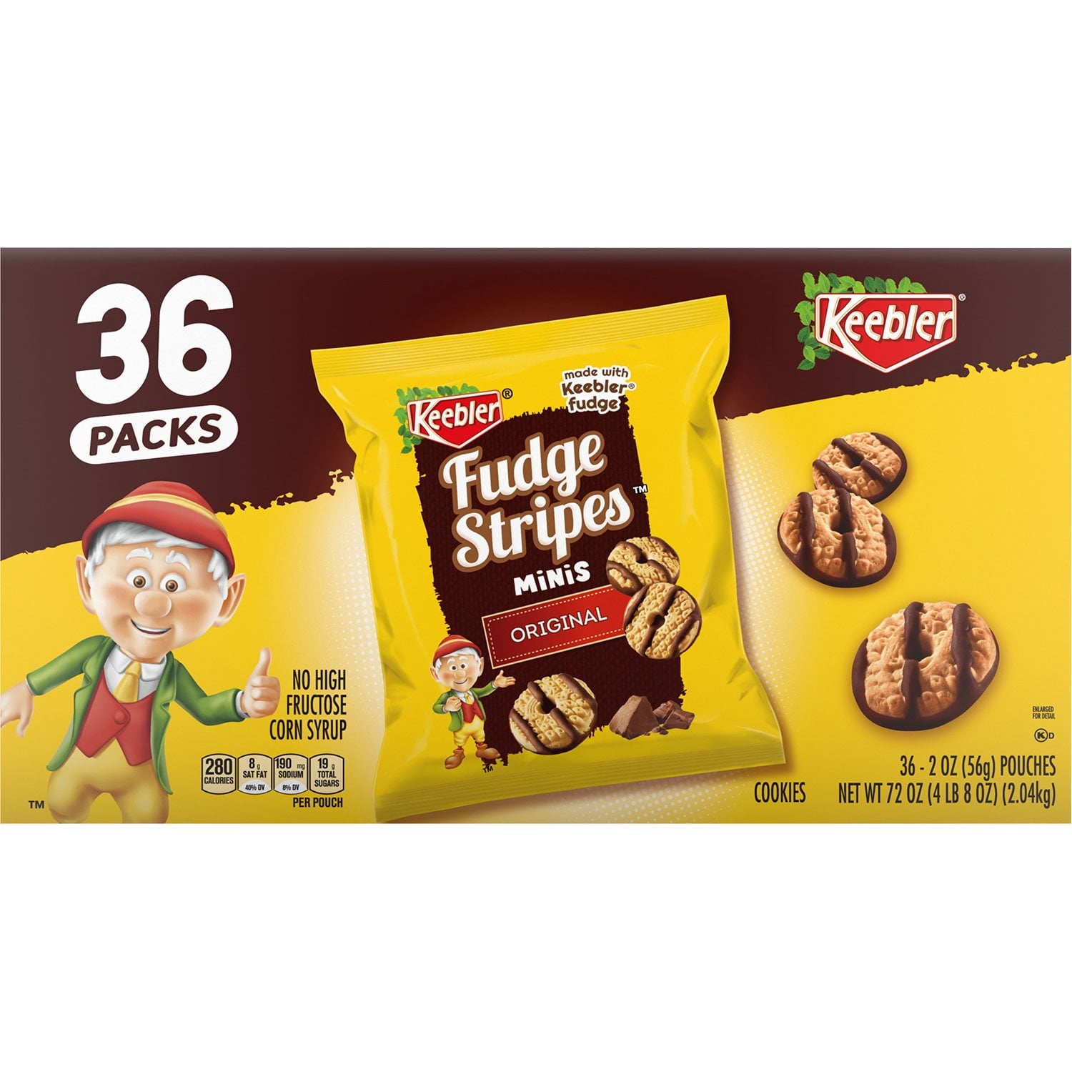 Keebler ミニ ファッジ ストライプ クッキー、2 オンス、36 個入り。